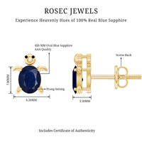 1.2 Carat Oval Cut Blue Sapphire Sea Turtle Earrings
