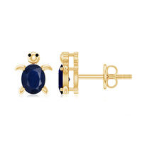 1.2 Carat Oval Cut Blue Sapphire Sea Turtle Earrings