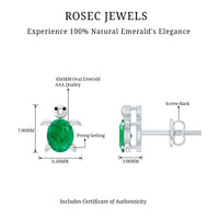 Oval Shaped Emerald Turtle Stud Earrings