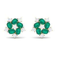 Certified Emerald and Moissanite Wedding Stud Earrings