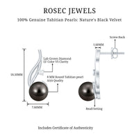 15 CT Solitaire Tahitian Black Pearl Drop Earrings for Women