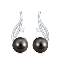 15 CT Solitaire Tahitian Black Pearl Drop Earrings for Women