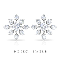 Round Cut Diamond Flower Stud Earrings for Women