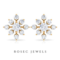 Round Cut Diamond Flower Stud Earrings for Women