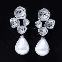 24 Carat Freshwater Cultured Pearl Dangling Earrings in Silver