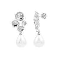 24 Carat Freshwater Cultured Pearl Dangling Earrings in Silver