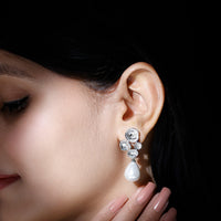 24 Carat Freshwater Cultured Pearl Dangling Earrings in Silver