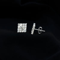 Certified Cubic Zirconia Square Stud Earrings in Silver
