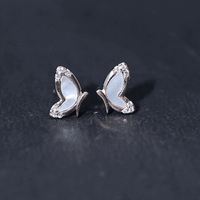 Natural Mother of Pearl Butterfly Wings Earrings in Silver