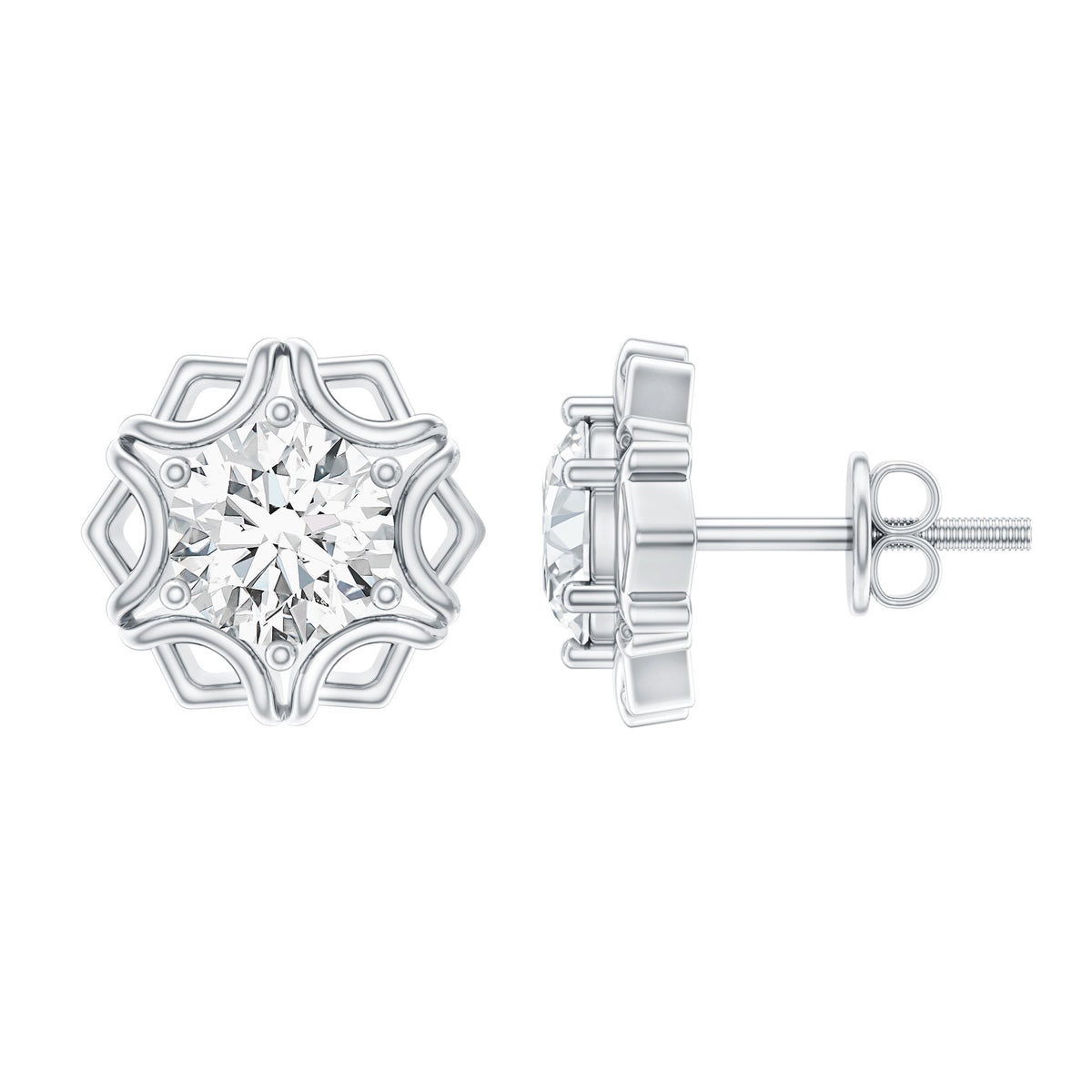 Lab Grown Diamond 1 Carat Stud Earrings With Screw Back