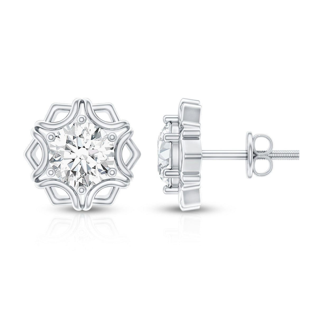 Lab Grown Diamond 1 Carat Stud Earrings With Screw Back