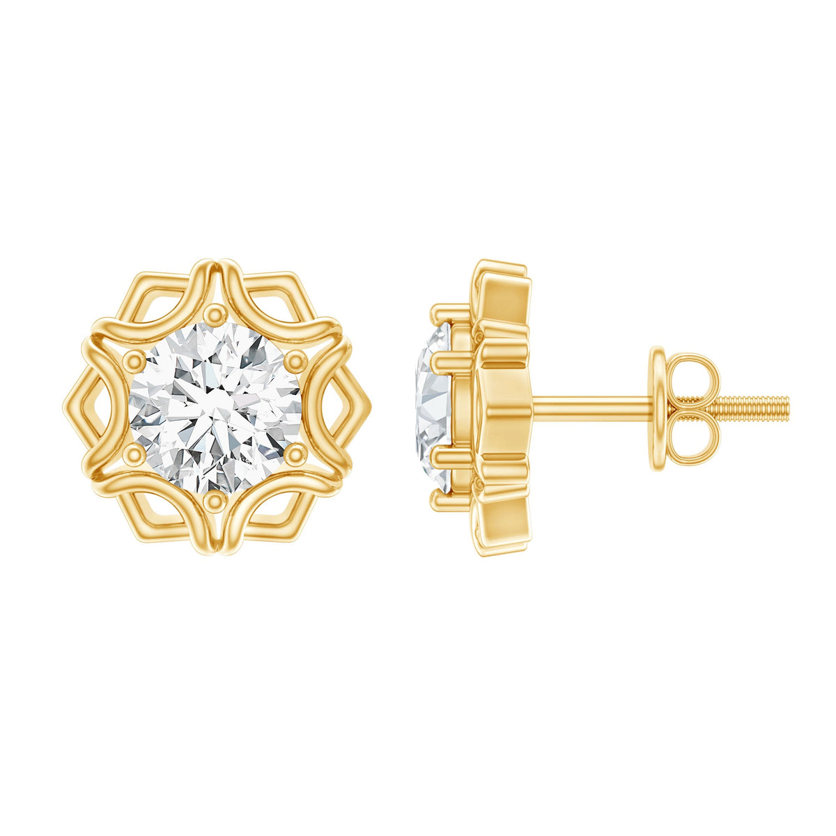 Lab Grown Diamond 1 Carat Stud Earrings With Screw Back