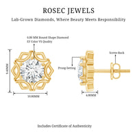 Lab Grown Diamond 1 Carat Stud Earrings With Screw Back