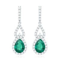 Lab Grown Emerald Vintage Style Earrings with Diamond