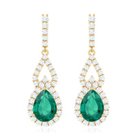 Lab Grown Emerald Vintage Style Earrings with Diamond