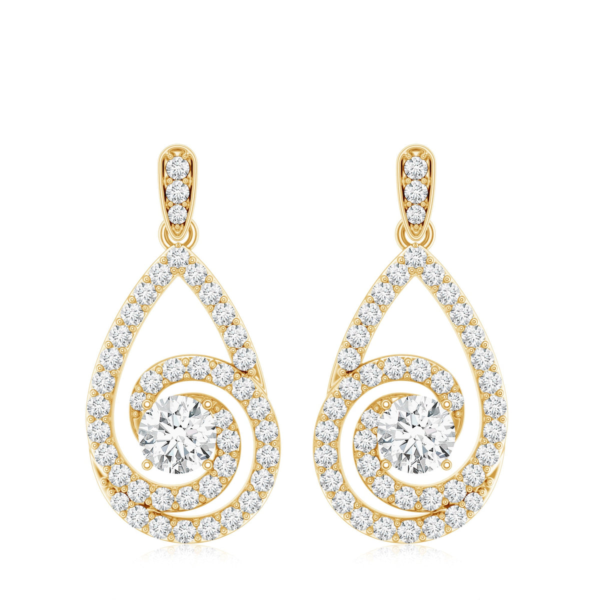 Lab Grown Diamond Swirl Earrings With Screw Back
