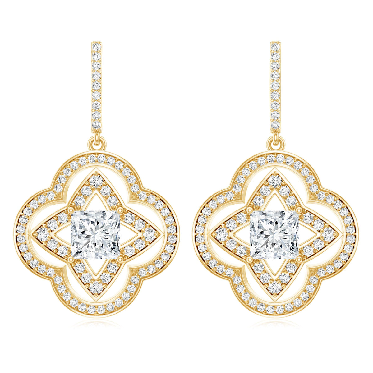 Certified Lab Grown Diamond Floral Drop Earrings