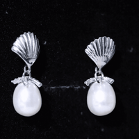 Sterling Silver 12 Carat Freshwater Pearl Drop Earrings with Certificate