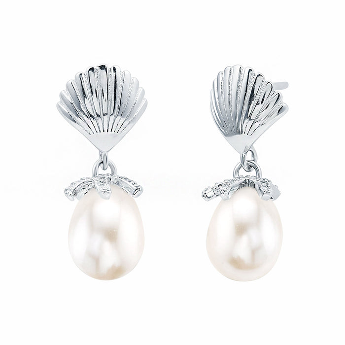 Sterling Silver 12 Carat Freshwater Pearl Drop Earrings with Certificate