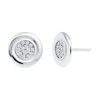 Sterling Silver Cubic Zirconia Cluster Earrings in Illusion Set