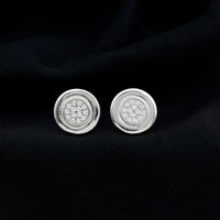 Sterling Silver Cubic Zirconia Cluster Earrings in Illusion Set