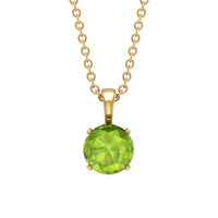 2 CT Round Cut Peridot Solitaire Pendant Necklace