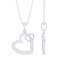 Natural Diamond Interlocked Heart Pendant Necklace