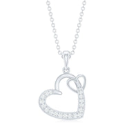 Natural Diamond Interlocked Heart Pendant Necklace