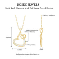 Natural Diamond Interlocked Heart Pendant Necklace
