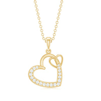 Natural Diamond Interlocked Heart Pendant Necklace