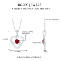 0.25 Carat Round Cut Solitaire Ruby Heart Pendant Necklace