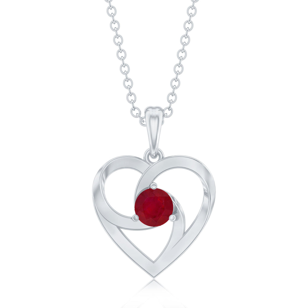 0.25 Carat Round Cut Solitaire Ruby Heart Pendant Necklace