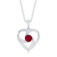 0.25 Carat Round Cut Solitaire Ruby Heart Pendant Necklace
