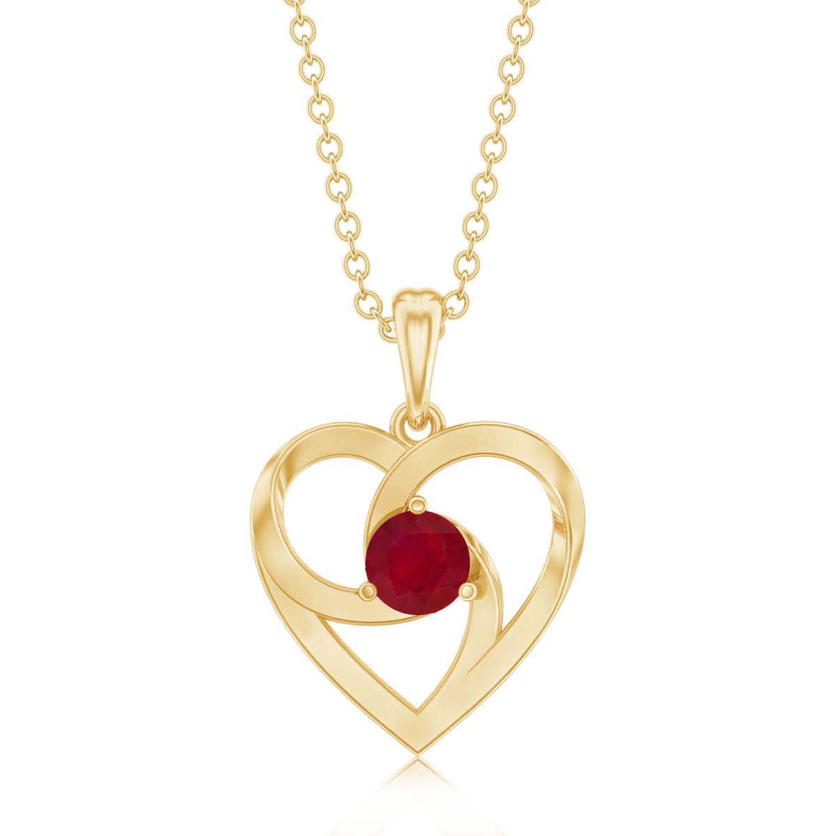 0.25 Carat Round Cut Solitaire Ruby Heart Pendant Necklace