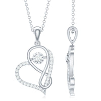 Womens Moissanite Infinity Heart Pendant Necklace With Chain