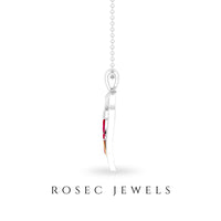 Lab Created Ruby and Diamond Butterfly Heart Necklace