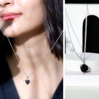 Black onyx heart-shaped solitaire pendant by Rosec Jewels featuring a 2-carat gemstone on a delicate chain.