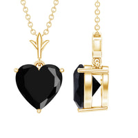 Black onyx heart-shaped solitaire pendant by Rosec Jewels featuring a 2-carat pendant with a sleek, elegant design.