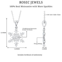 Certified Moissanite Snowflake Necklace Pendant for Women