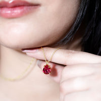3 Carat Pear Cut Lab Grown Ruby Solitaire Pendant Necklace