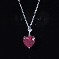 3.5 Carat Lab Grown Ruby Solitaire Heart Necklace