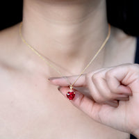 3.5 Carat Lab Grown Ruby Solitaire Heart Necklace