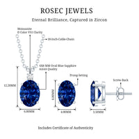 Sterling Silver Lab Grown Blue Sapphire Bridal Necklace and Earrings Set