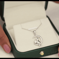Certified Diamond Cat on Moon Necklace