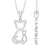 Certified Diamond Kitty Cat Pendant Necklace