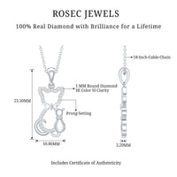 Certified Diamond Kitty Cat Pendant Necklace