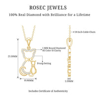 Certified Diamond Kitty Cat Pendant Necklace