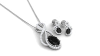 Natural Oval Black Onyx Diamond Infinity Jewelry Set with Certificate