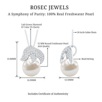 Certified Freshwater Pearl Bridal Necklace with Lab Diamond
