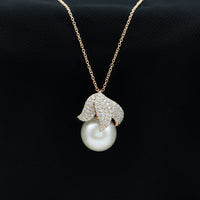 Certified Freshwater Pearl Bridal Necklace with Lab Diamond